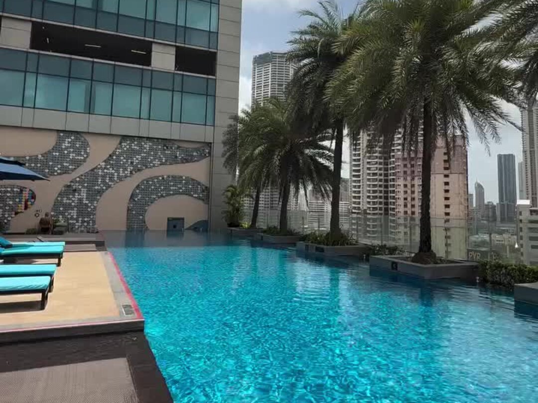 The St. Regis Mumbai pool deck over the city